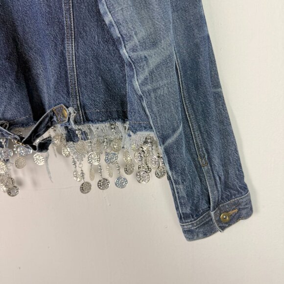 NWT Urban Outfitters Urban Renewal Remade Coin Trim Denim Jacket Medium/Large - Picture 11 of 12
